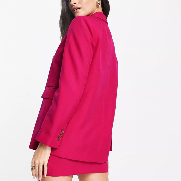 ASOS Design Boxy‎ Double Breasted Blazer Jacket Fuchsia US 12 - Picture 3 of 10